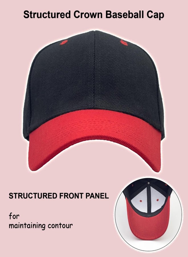 Utmost Structured Baseball Cap with Adjustable Closure - Performance Hat for Outdoor Activities and Custom Embroidery (1pc Black/Red) - Image 3